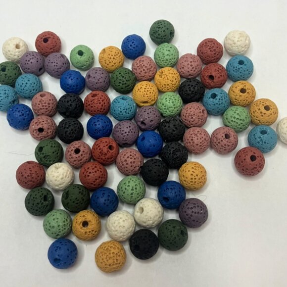 Multi Coloured Lava Stone Beads Round Loose Spacer Beads for Jewelry Making - Picture 1 of 8